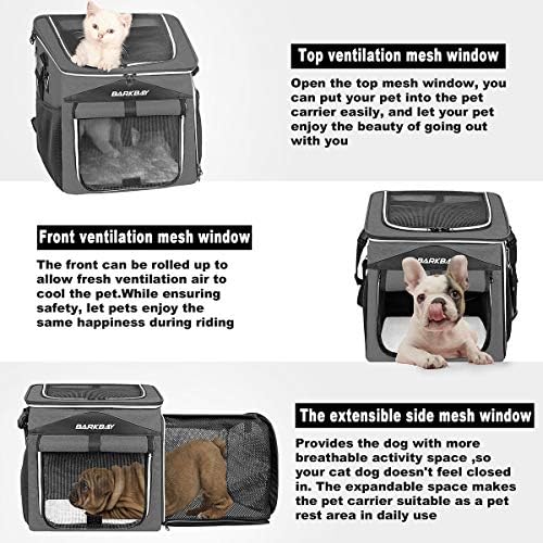 Dog Bike Basket Carrier, Expandable Foldable Soft-Sided Dog Carrier, 2 Open - Image 3