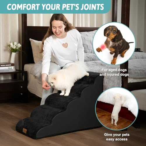 COZY KISS Dog Stairs for Small Dog 22.6" H, 5 Step Pet Ramp for Bed - Image 3