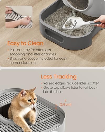 Feandrea Cat Litter Box with Lid, XL Enclosed, Slide-Out Tray - Image 4