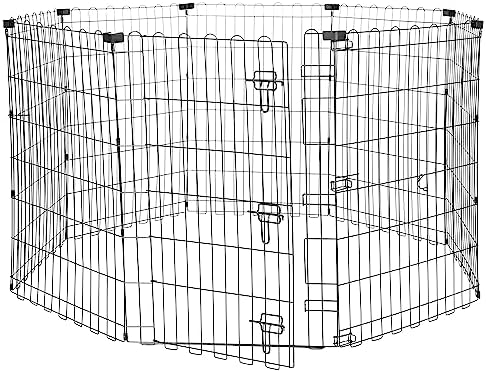 Amazon Basics Foldable Metal Exercise Dog Playpen, Indoor/Outdoor, Single Door by AmazonBasics