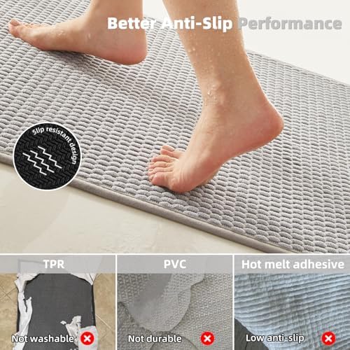 TYUU Bathroom Runner Rugs, Long Bath Mat Runner Washable Thin Quick Dry Low - Image 3