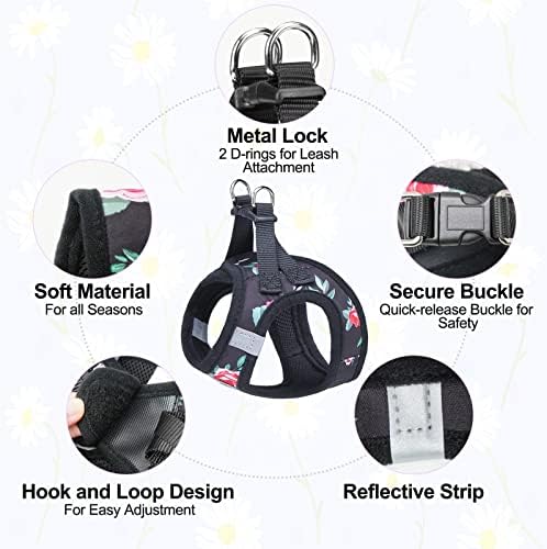 BEAUTYZOO Small Dog Harness and Leash Set, No Pull Puppy Pet Vest- Floral - Image 4
