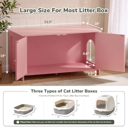 Extra Large Hidden Cat Litter Box Enclosure Furniture, Dog Proof Kitty Washroom - Image 3