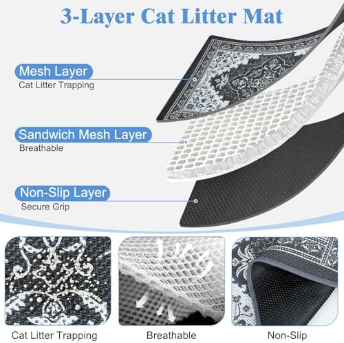 Unicorn Catcher 33"x22" Cat Litter Mat Machine Washable Litter Trapping Pad - Image 2
