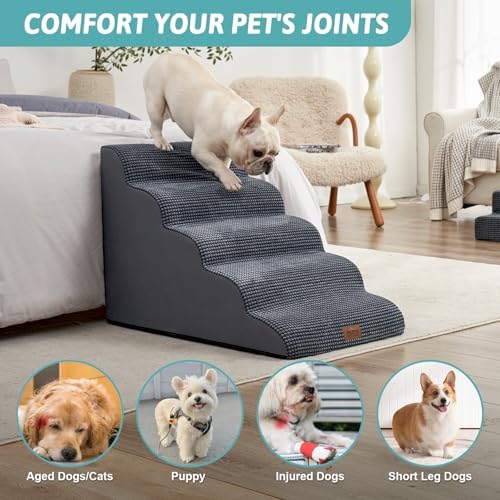 COZY KISS Extra Wide Dog Stair for Small Dog, 5 Step Pet Ramp for Bed - Image 5