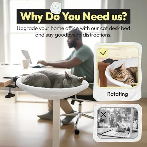Adjustable Cat Desk Bed, Sunken Design Cat Hammock, Supports Up to 50 lbs - Image 4