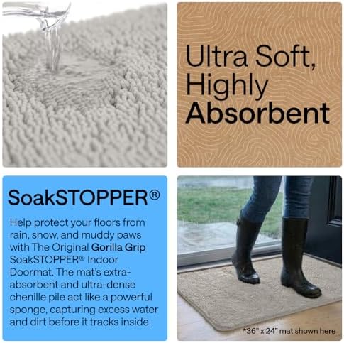 GORILLA GRIP SoakSTOPPER Dog Door Mat, Machine Wash and Dry, 24x17 Lt Gray - Image 4