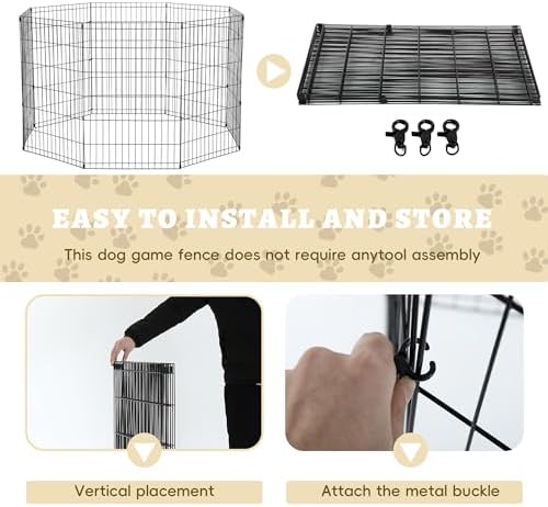 Black Epoxy Dog Exercise Pen – 8-Panel Foldable Metal Playpen - Image 4