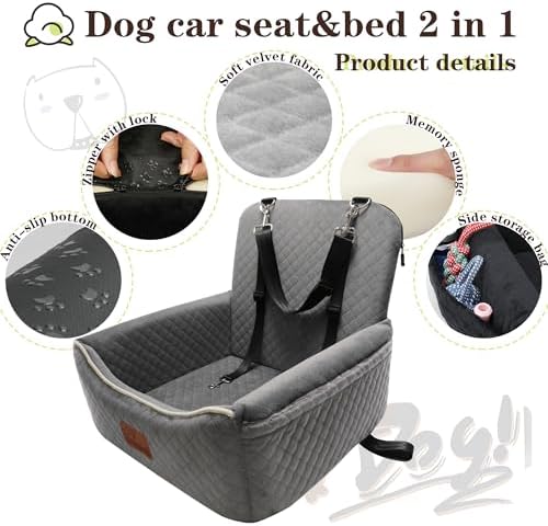 Dog Car Seat Bed 2 in 1 for Small/Medium Dogs up to 35 lbs, Adjustable Safety - Image 4