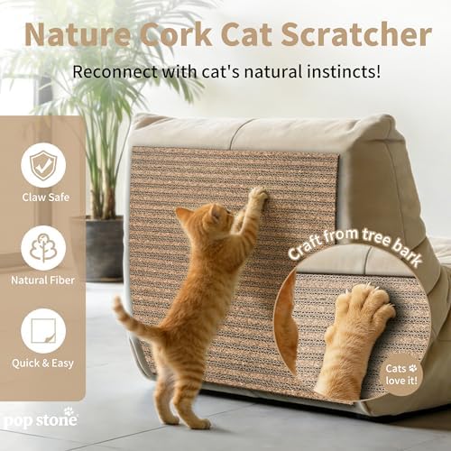 Natural Cork Cat Scratcher Mat, Self-Stick & Trimmable Furniture Protector - Image 2