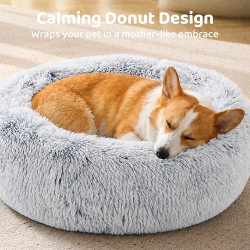 JOLLYVOGUE Small Dog Bed, Calming Soft Anti-Anxiety Donut Cat Bed, Washable - Image 2