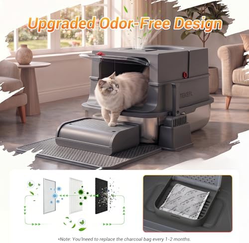 Cat Litter Box Extra Large Enclosed Litter Box Dark Gray - Image 6