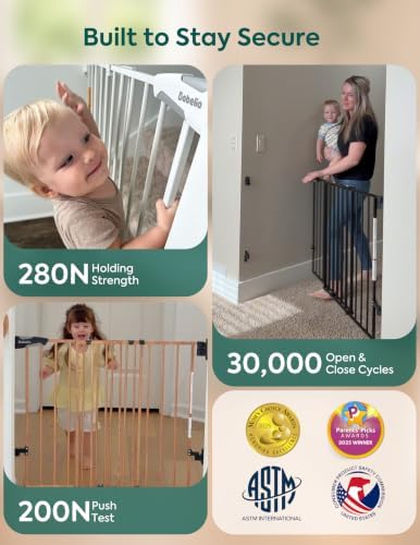 Babelio 34" H Extra Tall No Bottom Bar Baby Gate, 26-43" W - Image 6