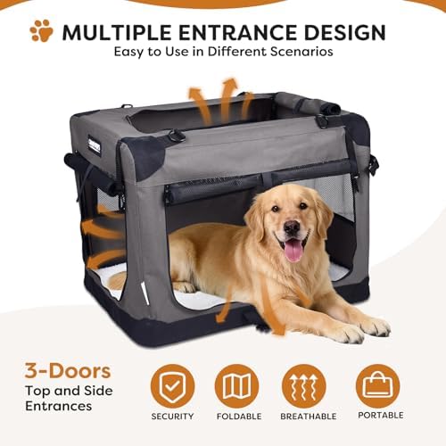 JESPET 3 Door Soft Dog Crates Kennel, Collapsible Travel Pet Carrier - Image 3