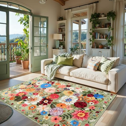 Floral Area Rug 4x6 for Bedroom Dining Room by WelcometoBabovid