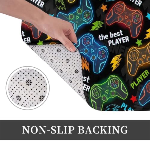 Video Game Controller Background Bath Mat 24x16 Inch Non-Slip Soft Microfiber - Image 4