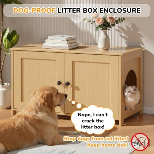 Extra Large Cat Litter Box Enclosure Furniture Dog Proof, Hidden Kitty Washroom - Image 4