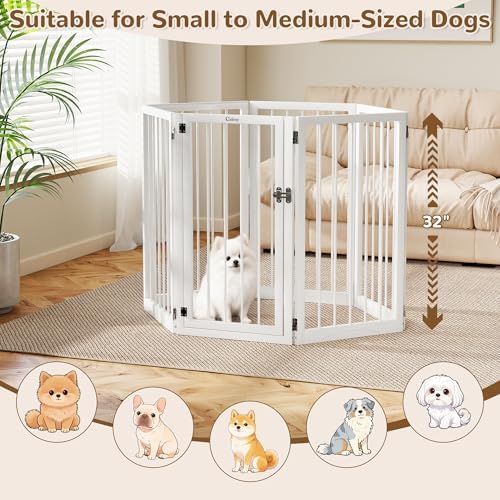 32" Extra Tall Free Standing Dog Gate Indoor, Foldable Pet Gate - Image 2