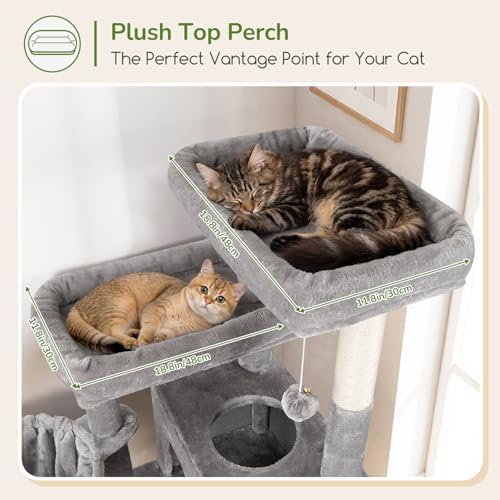 Globlazer Tall Cat Tower Extra Large Cat Tree House, Light Grey - Image 2