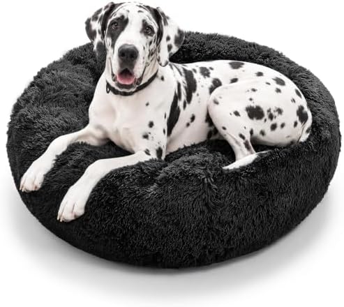 JOLLYVOGUE Dog Beds Large Sized Dog, Calming Anti-Anxiety Dog Bed, Fluffy Donut by JOLLYVOGUE
