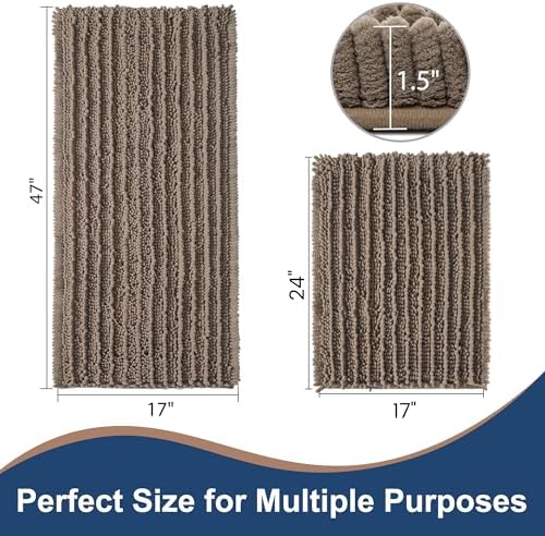 Luxury Chenille Taupe Bathroom Rugs Sets 2 Piece, Thickened Hot Melt Rubber - Image 6