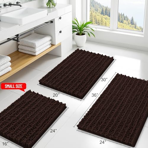 Smiry Bathroom Rugs 47X24, Extra Soft Rubber Backing Chenille Bath Mats - Image 2