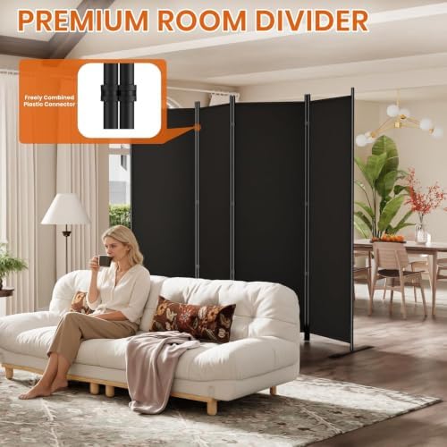 SUNALLY Room Divider Privacy Screens, 6 Panel Divider - Image 6