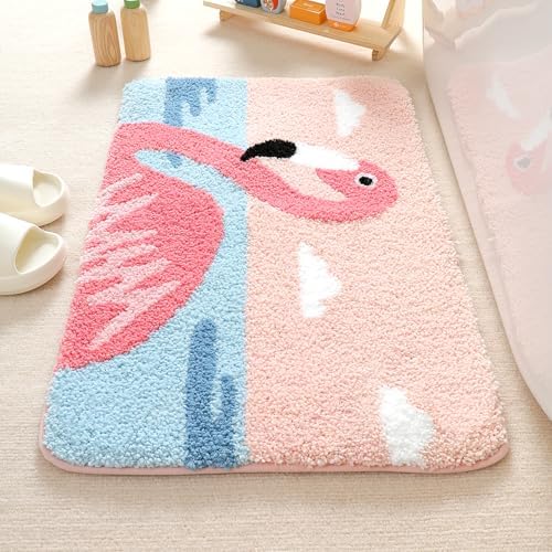 Molesun Flamingo Bath Mat 16x24, Soft Absorbent Microfiber Bath Rugs - Image 3