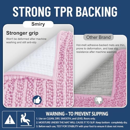 Smiry Bathroom Rugs 24X16, Extra Soft Rubber Backing Chenille Bath Mats - Image 3