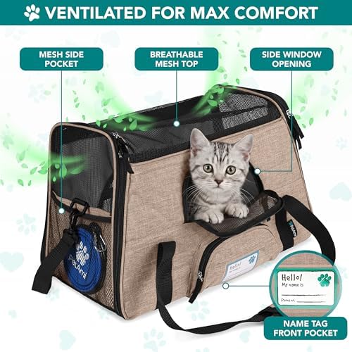 PetAmi Airline Approved Pet Carrier Cats & Small Dogs, Large Heather Taupe - Image 3