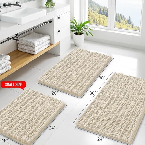 Smiry Bathroom Rugs 34X21, Extra Soft Rubber Backing Chenille Bath Mats - Image 2
