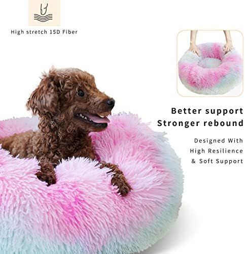 nononfish Calming Donut Beds for Small Dog Washable, 19 Inch Fluffy Round for - Image 2