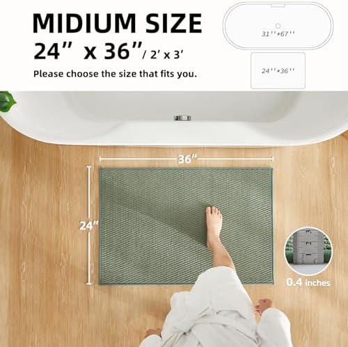 TYUU Bathroom Rugs Non Slip Washable, Super Absorbent Thin Bath Mat Quick Dry - Image 2
