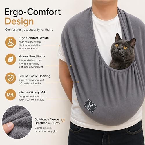 Cat Sling Carrier, Ultra-Soft Polar Fleece, Fits 3-13 lbs, Size M - Image 5