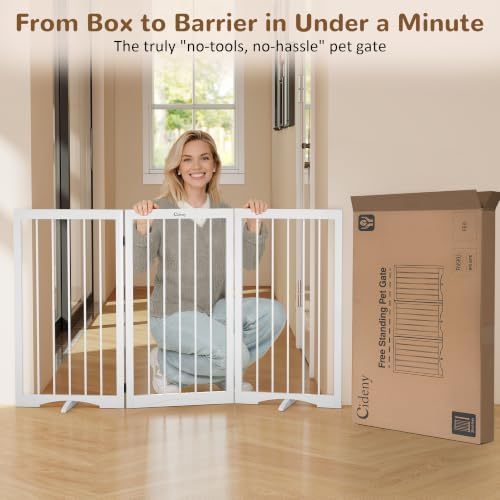32" Extra Tall Free Standing Dog Gate Indoor, Foldable Pet Gate - Image 5