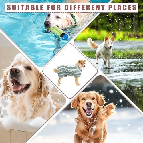 Fast Drying Dog Bathrobe, Super Absorbent Stripes Dogs Towel, Adjustable Warm - Image 5