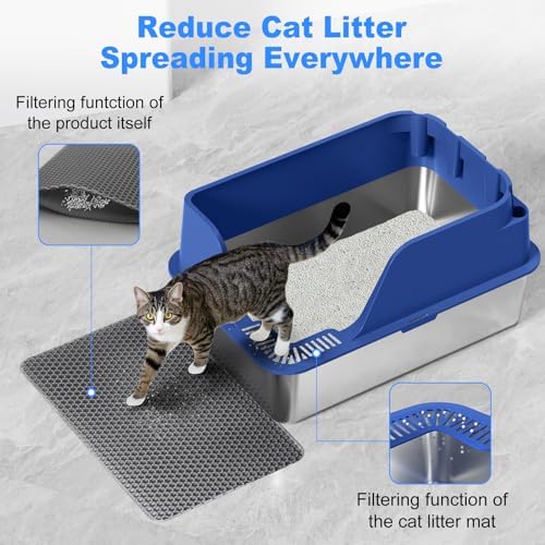 Non-Stick Stainless Steel Litter Box, XL Side Open Splash-Proof - Image 5