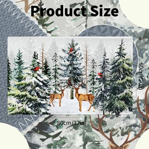 Pine Tree Bath Rug Winter Forest Deer Bathtub Mats 20X32 Inch Non Slip - Image 5