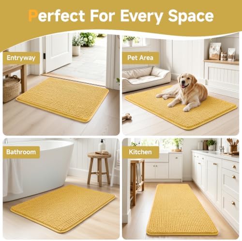 Ophanie Yellow Bathroom Rugs 34x21, Soft Chenille Bath Mat, Non Slip Absorbent - Image 7