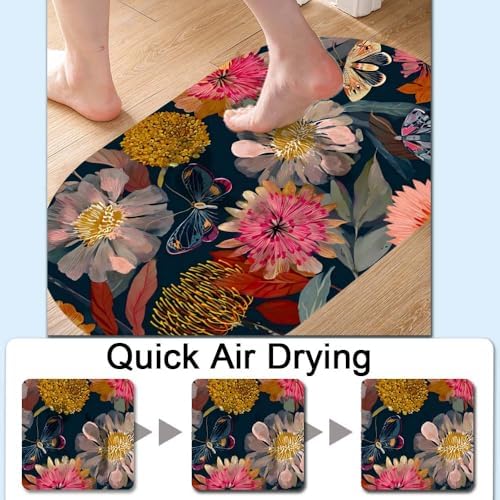 Botanical Elements and Moths Super Absorbent Quick-Drying Bathroom Mat Rug - Image 5