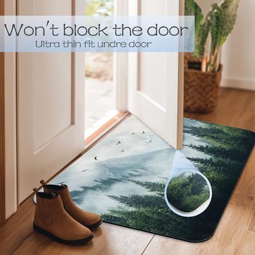 Misty Forest Bathroom Rug 29.5"x17", Thin Washable Bathroom Floor Mat Fits - Image 7