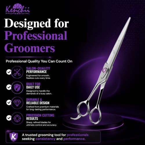 Kenchii Scorpion Dog Grooming Scissors 8in Straight, Micro-Serrated - Image 5
