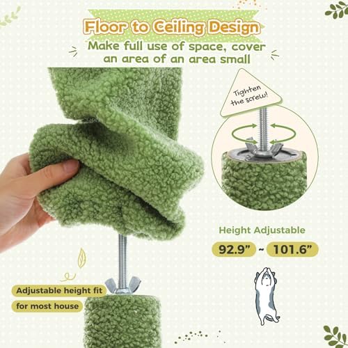 PEQULTI Floor to Ceiling Cat Tree, 92.9-101.6in Adjustable Cat Tower - Image 4