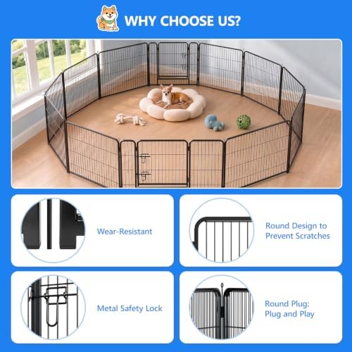 Dog Playpen Outdoor, 32 Inch Height 16 Panels Foldable Dog Pens Outside - Image 3