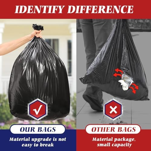 Teivio Large Black Trash Bags 64-65 Gallon 32 Count 60+ Gal Garbage Bags - Image 6