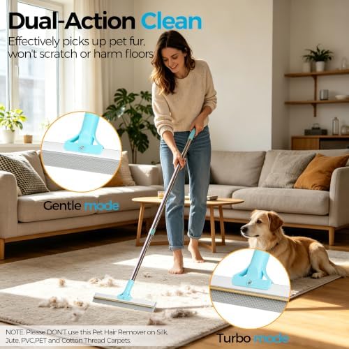 Carpet Rake for Pet Hair Removal Tool, Reusable Hair Remover Broom - Image 6