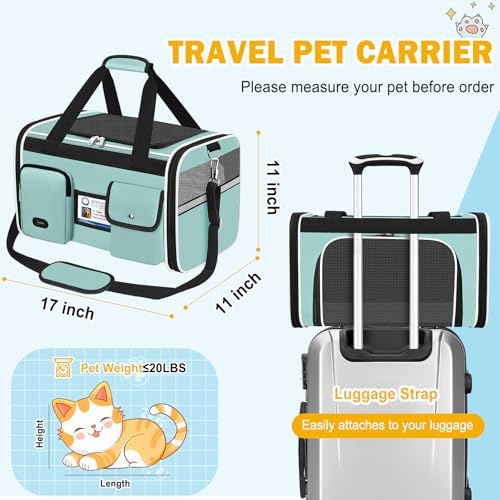 HUANLANG Large Cat Carrier Travel Soft Sided Pet Carrier Airline Approved - Image 5