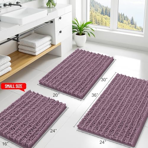 Smiry Bathroom Rugs 59X24, Extra Soft Rubber Backing Chenille Bath Mats - Image 2