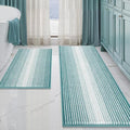 BSICPRO Bathroom Rugs Sets 2 Piece, Non Slip Striped Bath Mats, Aqua Green by BSICPRO