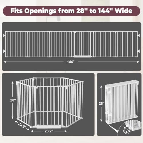 144" Extra Wide Baby Gate with Door, Configurable Baby Fence - Image 3